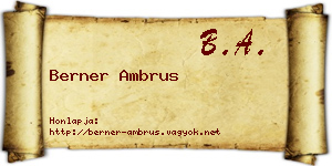 Berner Ambrus névjegykártya